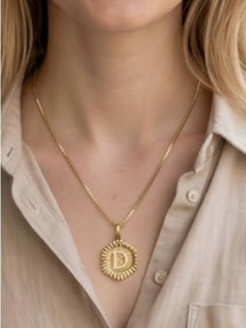 Gold Initial 'D' Disc Necklace - Women's Jewelry